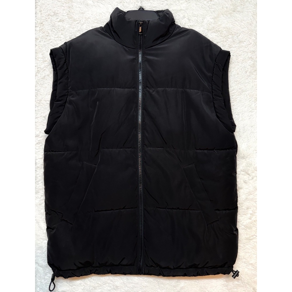 H&M Divided Puffer Vest Mens Medium Black Quilted Full Zip Excellent